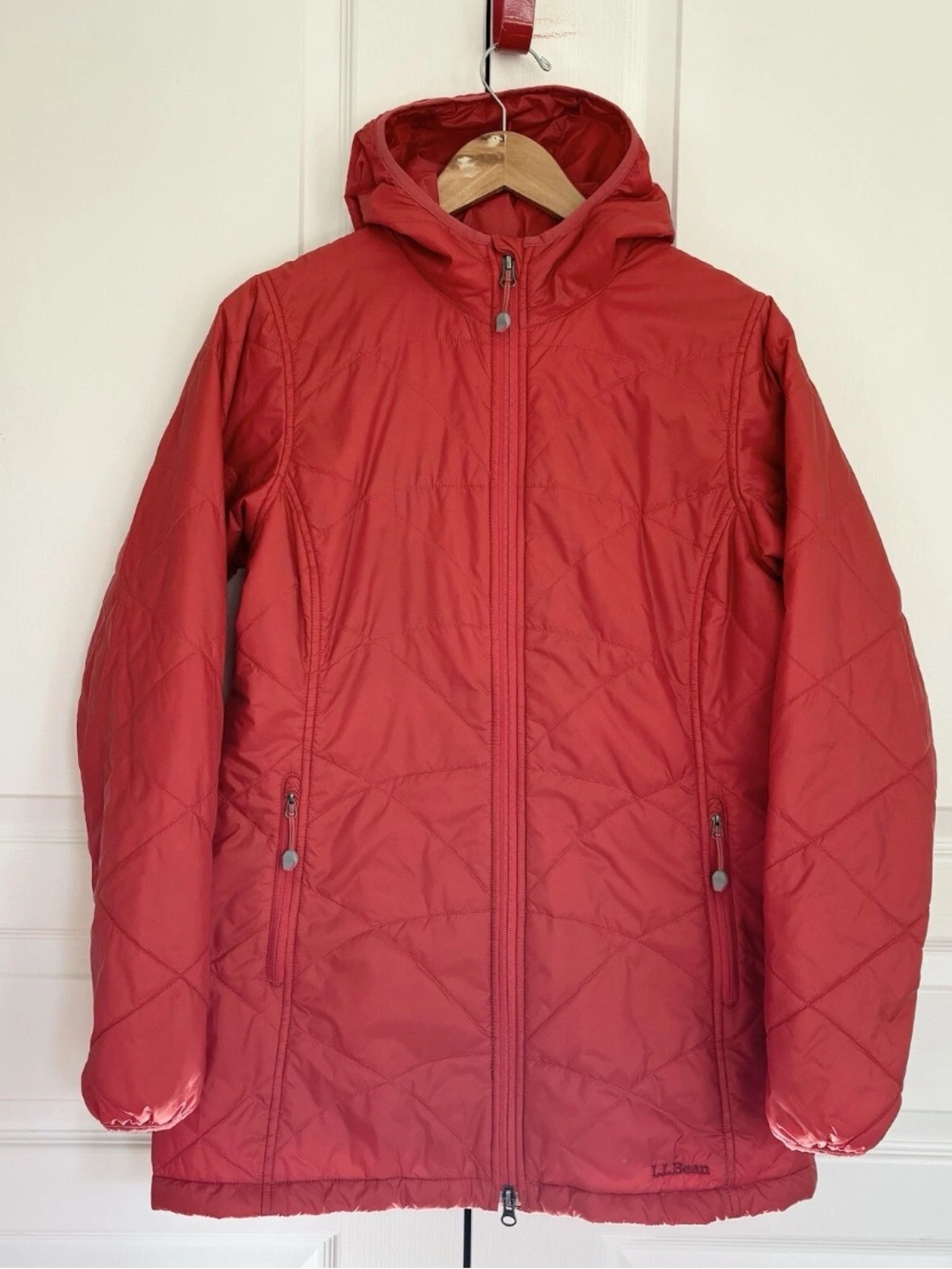LL Bean PrimaLoft Insulated Mid-Long Quilted Hooded Jacket - Womens Medium